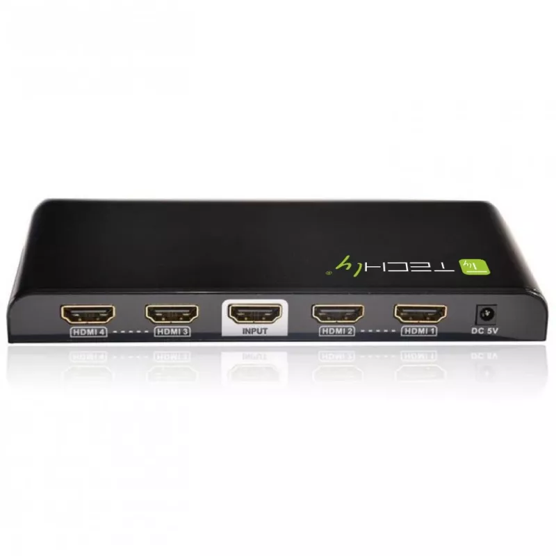 Techly Splitter HDMI 4 way 4K*2K IDATA HDMI-4K4, HDMI, 4x HDMI, 1x HDMI F, 4096 x 2160 pikseli, Czarny, 36 bit