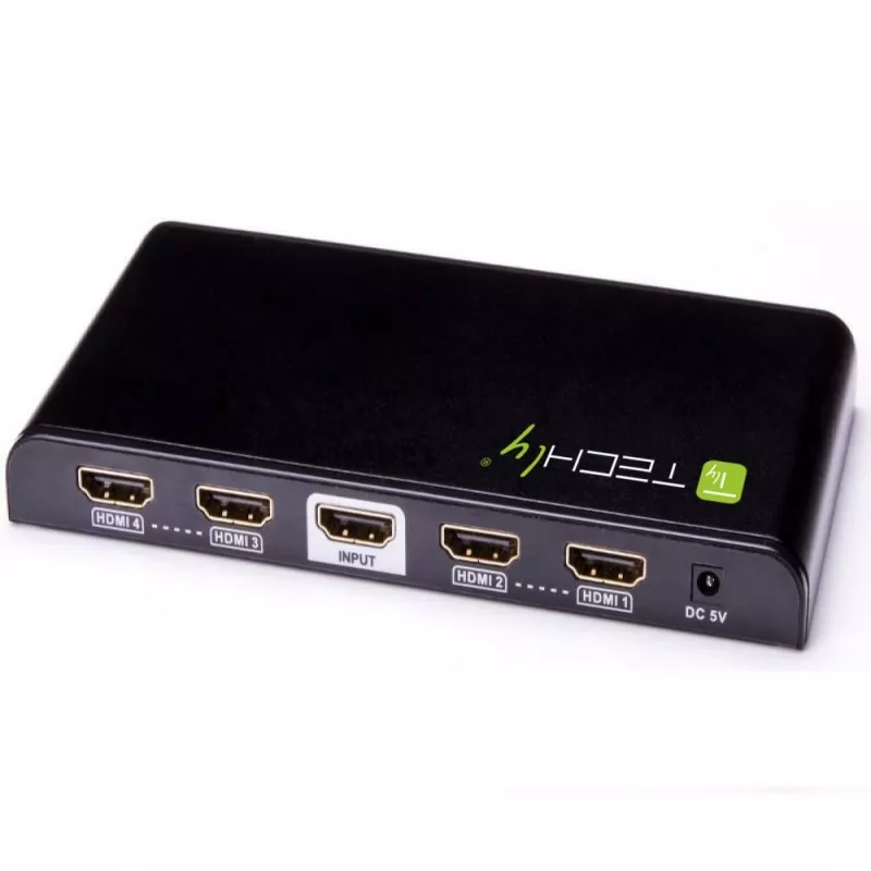 Techly Splitter HDMI 4 way 4K*2K IDATA HDMI-4K4, HDMI, 4x HDMI, 1x HDMI F, 4096 x 2160 pikseli, Czarny, 36 bit