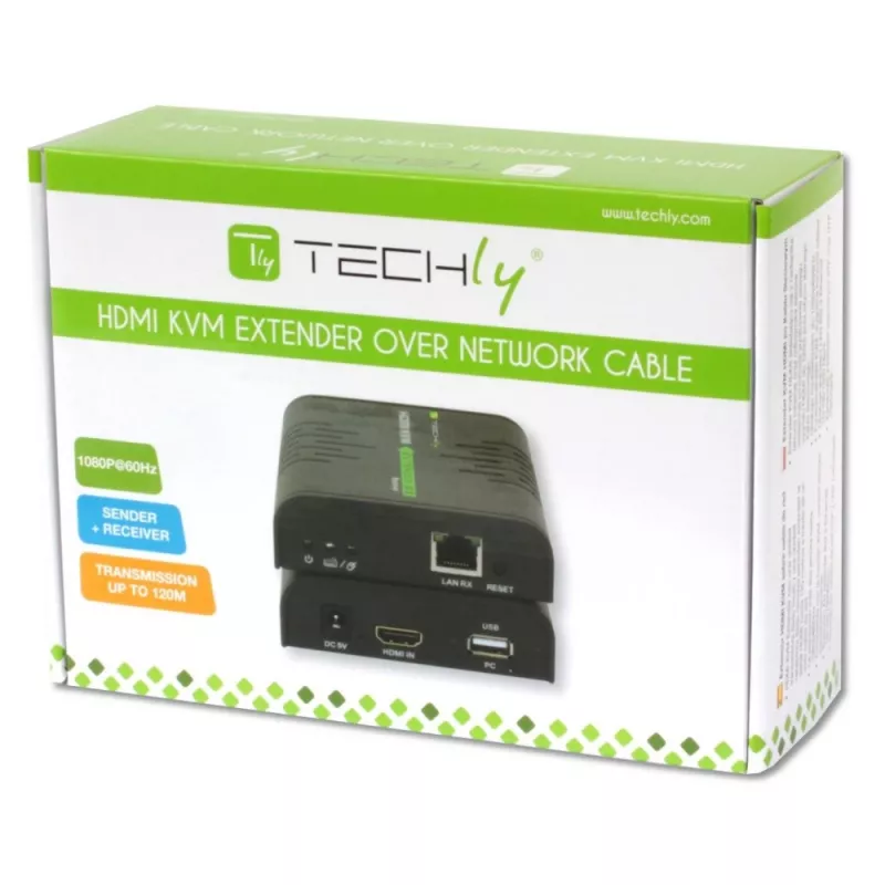 Techly IDATA HDMI-KVM2 KVM extender Nadajnik i odbiornik