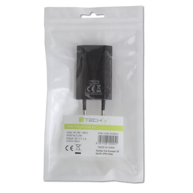 Techly Compact Charger USB 1A European Plug Czarny