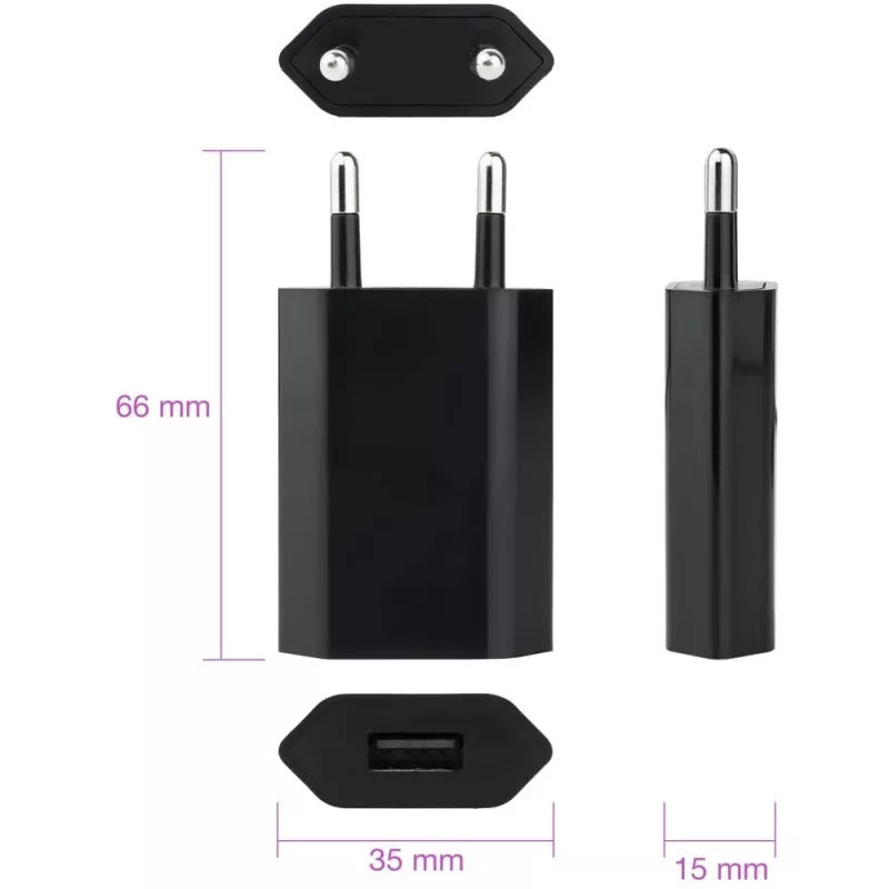 Techly Compact Charger USB 1A European Plug Czarny