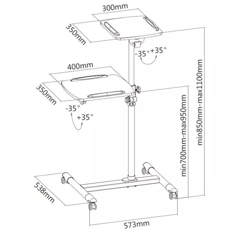 Techly Universal Trolley for Notebook / Projector, Biały ICA-TB TPM-6