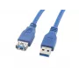 Kabel USB A na USB A LANBERG CA-US3E-10CC-0018-B 1,8 m, USB 3.0, niebieski, 4800 Mbit/s