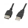 Kabel USB A do A LANBERG CA-USBE-10CC-0018-BK, USB 2.0, 1,8 m, czarny