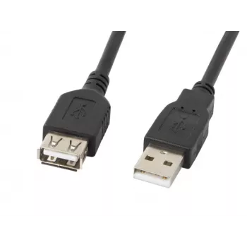 Kabel USB A do A LANBERG CA-USBE-10CC-0018-BK, USB 2.0, 1,8 m, czarny