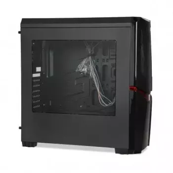 Obudowa PC IBOX ORCUS X14 Midi Tower Czarny — ITX/ATX, okno boczne, czerwone podświetlenie, 3× zatoki 3,5 cala, 2× zatoki 2,5 cala, 1× zatoka 5,25 cala, USB 3.2 Gen1 Type-A