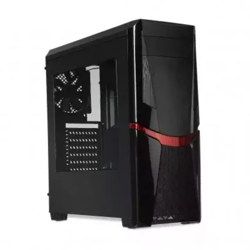 Obudowa PC IBOX ORCUS X14 Midi Tower Czarny — ITX/ATX, okno boczne, czerwone podświetlenie, 3× zatoki 3,5 cala, 2× zatoki 2,5 cala, 1× zatoka 5,25 cala, USB 3.2 Gen1 Type-A