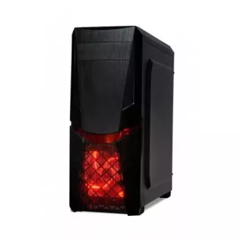 Obudowa PC IBOX ORCUS X14 Midi Tower Czarny — ITX/ATX, okno boczne, czerwone podświetlenie, 3× zatoki 3,5 cala, 2× zatoki 2,5 cala, 1× zatoka 5,25 cala, USB 3.2 Gen1 Type-A