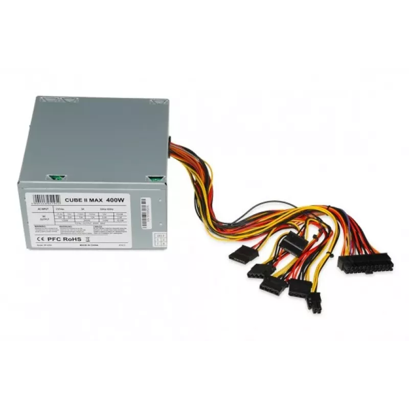 Zasilacz ATX IBOX CUBE II 400 W — 20+4 pin, wentylator 120 mm, srebrny