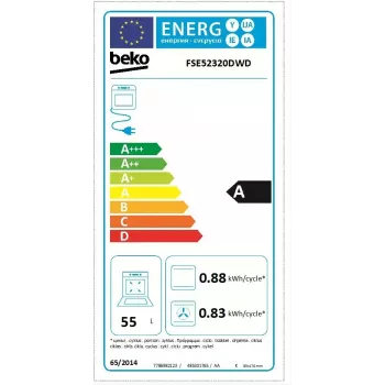 Beko FSE52320DWD kuchenka wolnostojąca Kuchenka wolnostojąca Elektryczna Gaz Biała