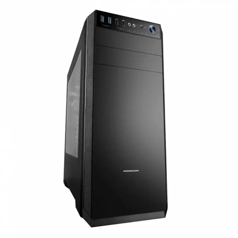 Obudowa PC MODECOM Oberon Pro Midi Tower — Czarna, ATX/ITX/Micro ATX, szkło hartowane, GPU do 395 mm