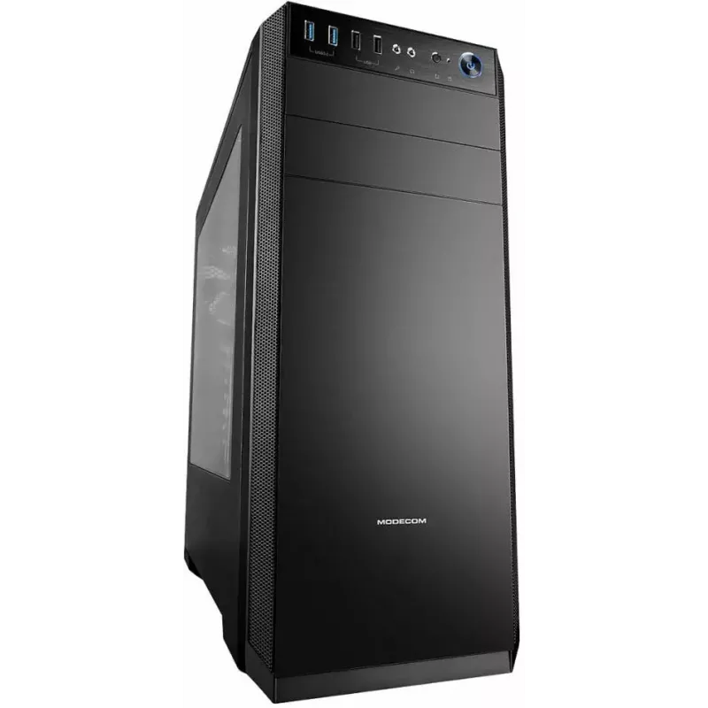 Obudowa PC MODECOM Oberon Pro Midi Tower — Czarna, ATX/ITX/Micro ATX, szkło hartowane, GPU do 395 mm
