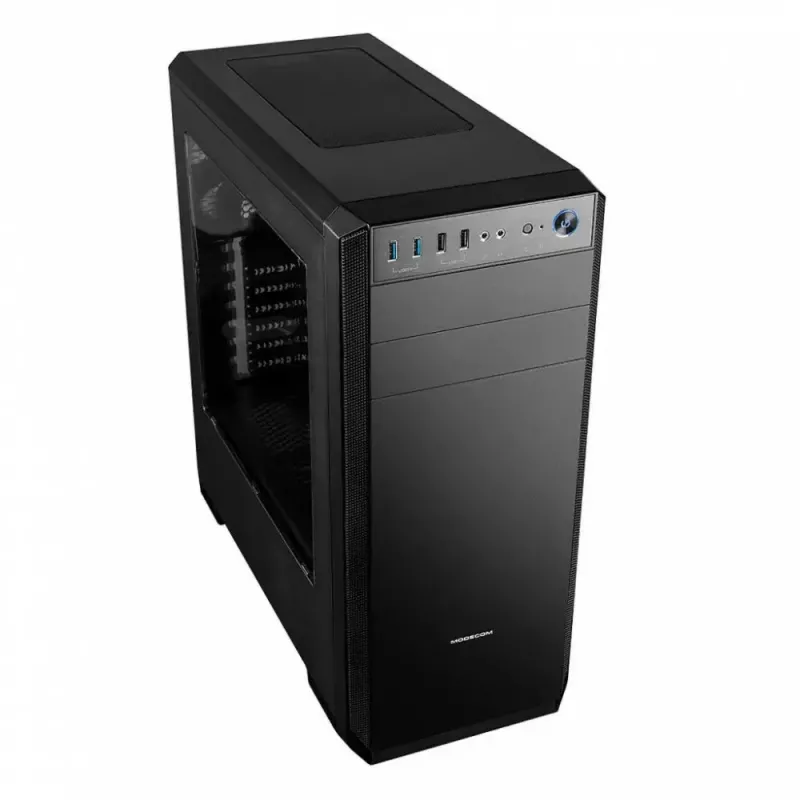 Obudowa PC MODECOM Oberon Pro Midi Tower — Czarna, ATX/ITX/Micro ATX, szkło hartowane, GPU do 395 mm