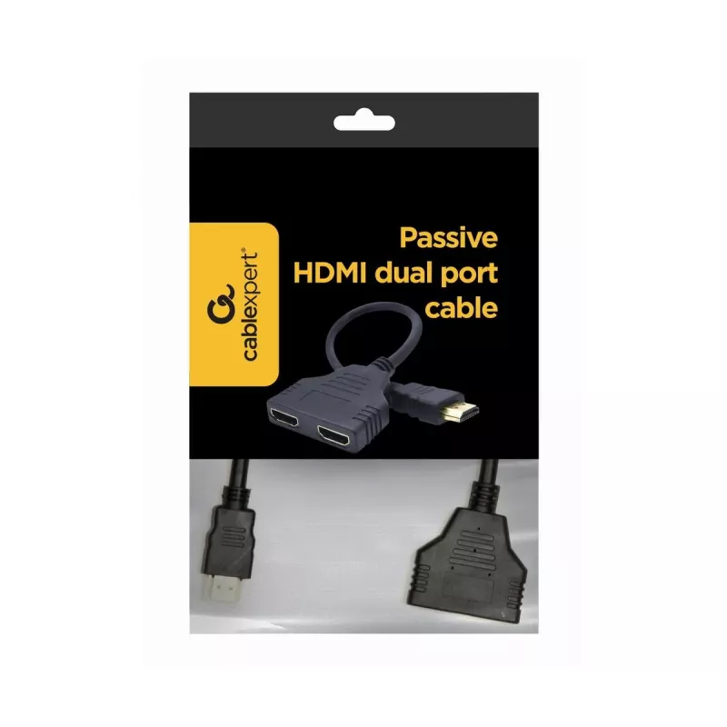 Kabel HDMI Gembird DSP-2PH4-04 — męski HDMI Typ A do 2× żeński HDMI Typ A, czarny, proste wtyki