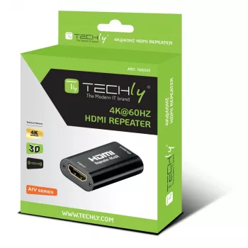 Wzmacniacz AV TECHLY IDATA-HDMI2-RIP4KT — HDMI 2.0, HDCP 2.2, 4096×2160, maks. odległość 40 m, czarny