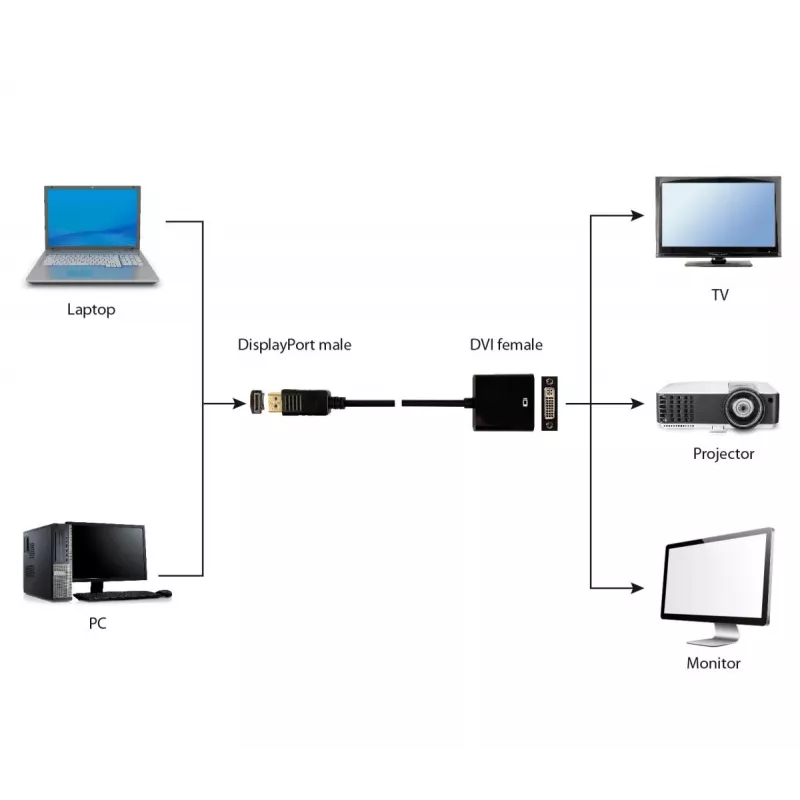 adapter kablowy GEMBIRD DisplayPort na DVI - Czarny