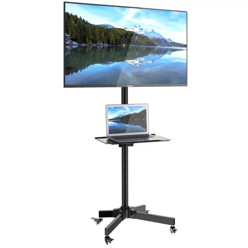 Techly Trolley Floor Stand LCD/LED/Plasma 23 inch-55 inch, 58.4 cm (23 inch), 139.7 cm (55 inch), 50 x 50 mm, 400 x 400 mm, -15 - 15°, Czarny