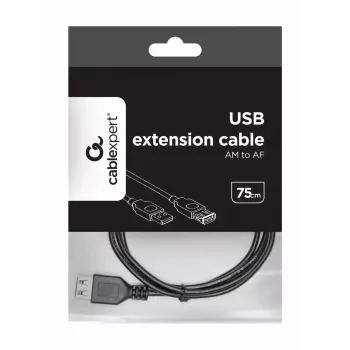 GEMBIRD Kabel przedłużający USB 2.0, 0,75 m - Czarny