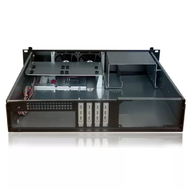 Obudowa serwerowa TECHLY I-CASE IPC-240L, 2U, micro ATX, 4x wnęki 3,5 cala, 1x wnęka 5,25 cala, 465x400x88,8 mm, czarna