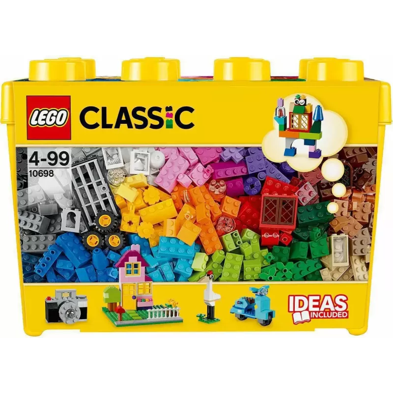 Zestaw konstrukcyjny LEGO Classic 10698 — 790 elementów, wielokolorowy, 33 kolory, zawiera zielone płyty bazowe i akcesoria