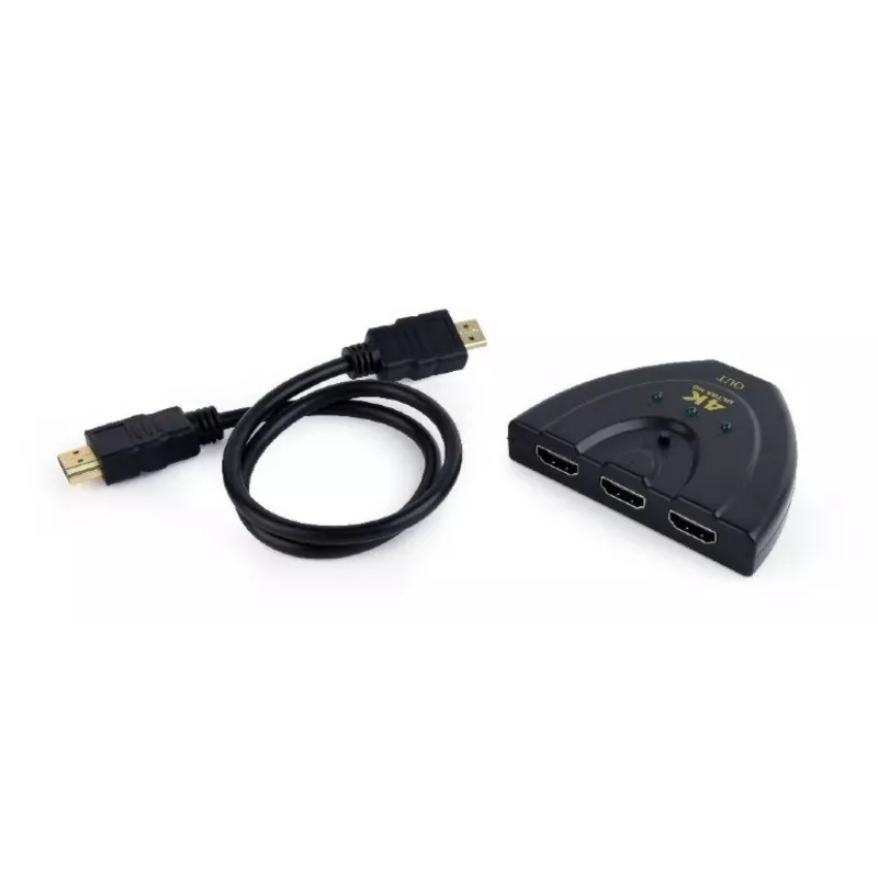 Koncentrator interfejsu HDMI Gembird DSW-HDMI-35 — 3 porty, HDMI, kabel 0,5 m, czarny
