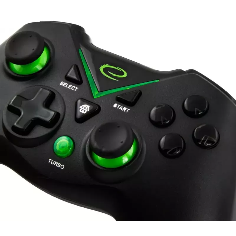 Bezprzewodowy kontroler gier ESPERANZA EGG112K 2,4 GHz do PC i PS3, odbiornik USB, czarny, 12 przycisków, analogowe gałki
