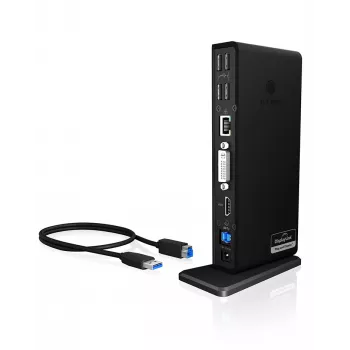 ICY BOX IB-DK2241AC Przewodowy USB 3.2 Gen 1 (3.1 Gen 1) Type-A Czarny