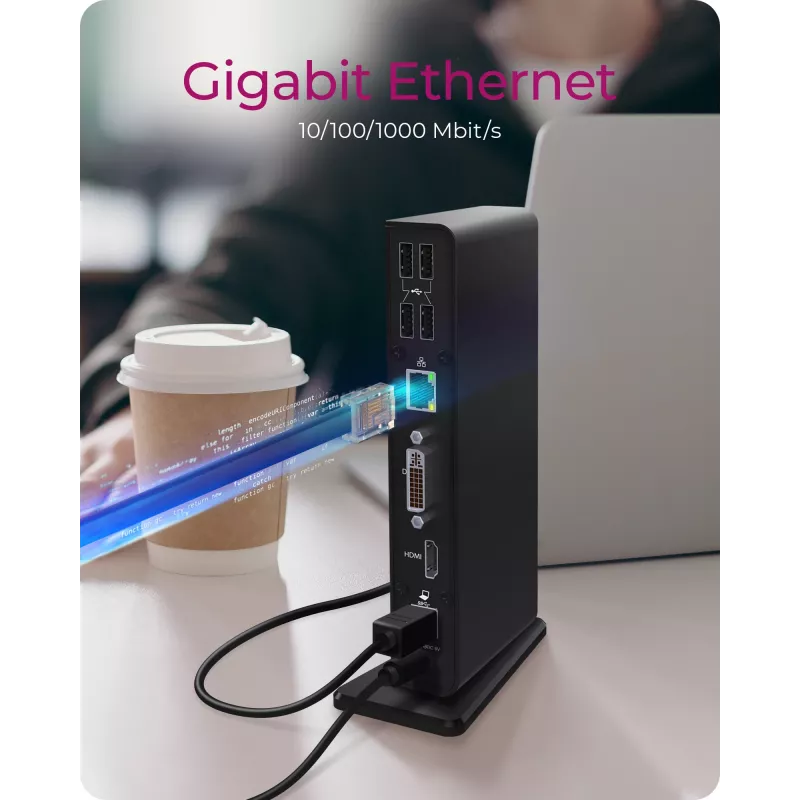 ICY BOX IB-DK2241AC Przewodowy USB 3.2 Gen 1 (3.1 Gen 1) Type-A Czarny