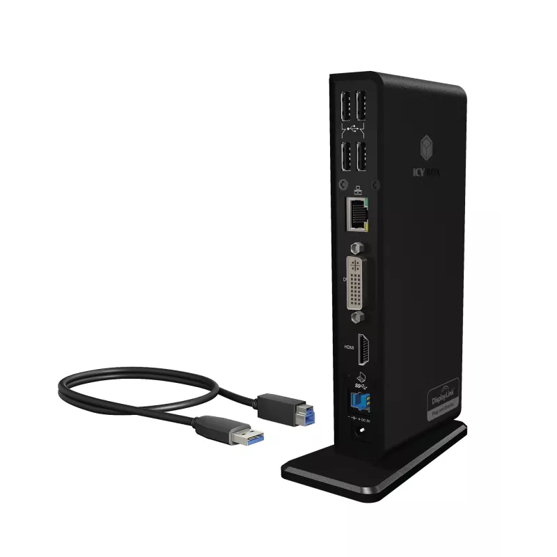 ICY BOX IB-DK2241AC Przewodowy USB 3.2 Gen 1 (3.1 Gen 1) Type-A Czarny