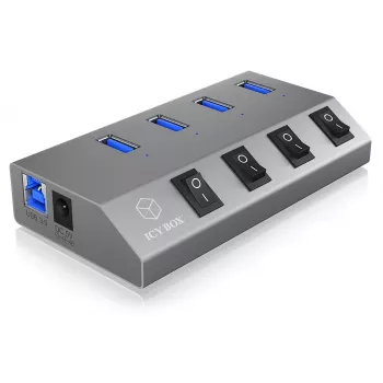 ICY BOX IB-HUB1405 USB 3.2 Gen 1 (3.1 Gen 1) Type-B 5000 Mbit/s Antracytowy