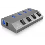 ICY BOX IB-HUB1405 USB 3.2 Gen 1 (3.1 Gen 1) Type-B 5000 Mbit/s Antracytowy