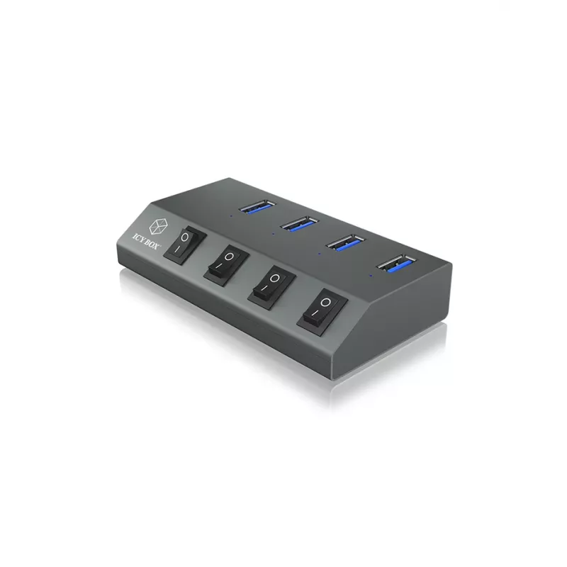 ICY BOX IB-HUB1405 USB 3.2 Gen 1 (3.1 Gen 1) Type-B 5000 Mbit/s Antracytowy