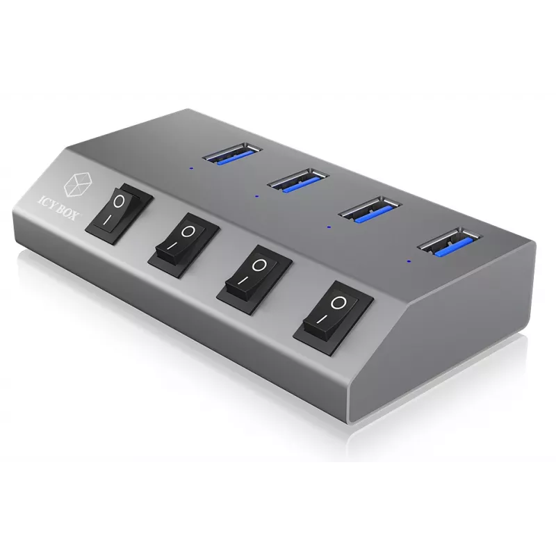 ICY BOX IB-HUB1405 USB 3.2 Gen 1 (3.1 Gen 1) Type-B 5000 Mbit/s Antracytowy