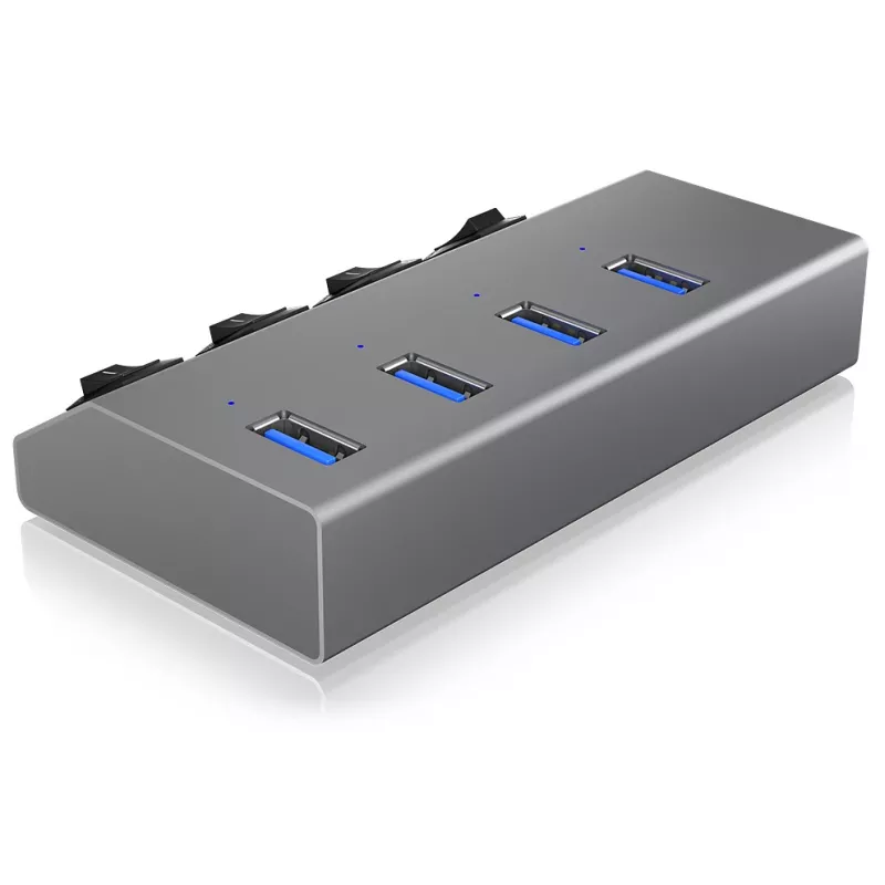 ICY BOX IB-HUB1405 USB 3.2 Gen 1 (3.1 Gen 1) Type-B 5000 Mbit/s Antracytowy