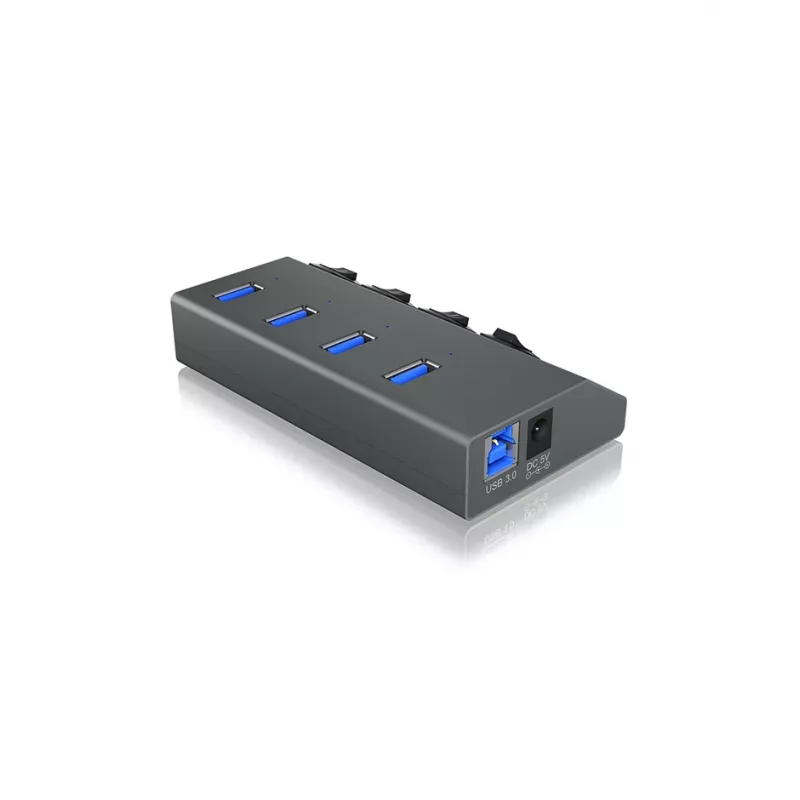 ICY BOX IB-HUB1405 USB 3.2 Gen 1 (3.1 Gen 1) Type-B 5000 Mbit/s Antracytowy