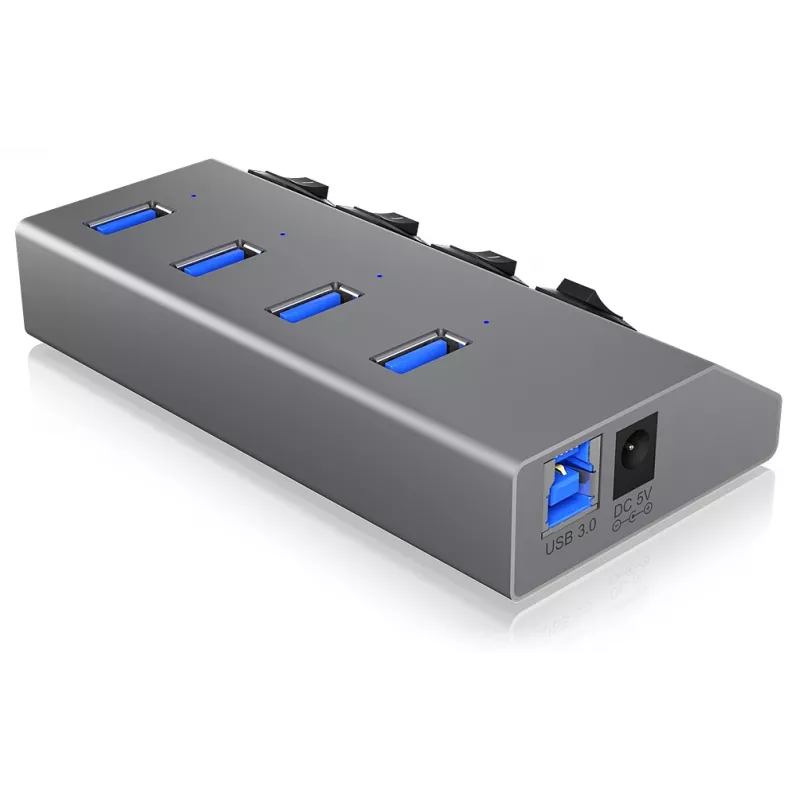 ICY BOX IB-HUB1405 USB 3.2 Gen 1 (3.1 Gen 1) Type-B 5000 Mbit/s Antracytowy