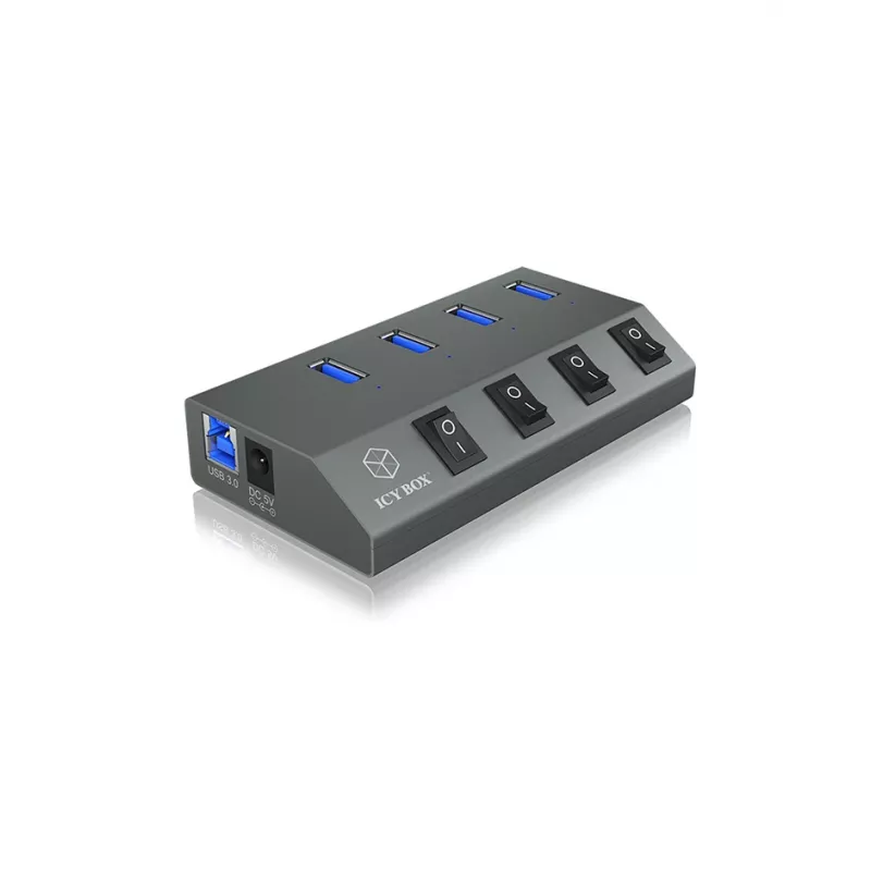 ICY BOX IB-HUB1405 USB 3.2 Gen 1 (3.1 Gen 1) Type-B 5000 Mbit/s Antracytowy