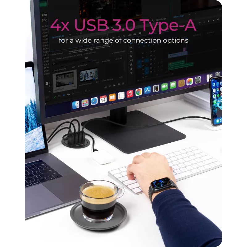 ICY BOX IB-HUB1403 USB 3.2 Gen 1 (3.1 Gen 1) Type-A 5000 Mbit/s Czarny
