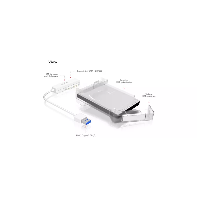 ICY BOX IB-AC703-U3 Obudowa HDD/SSD Biała 2.5 cala