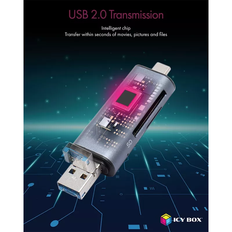 Czytnik kart ICY BOX IB-CR200-C USB 2.0 Czarny