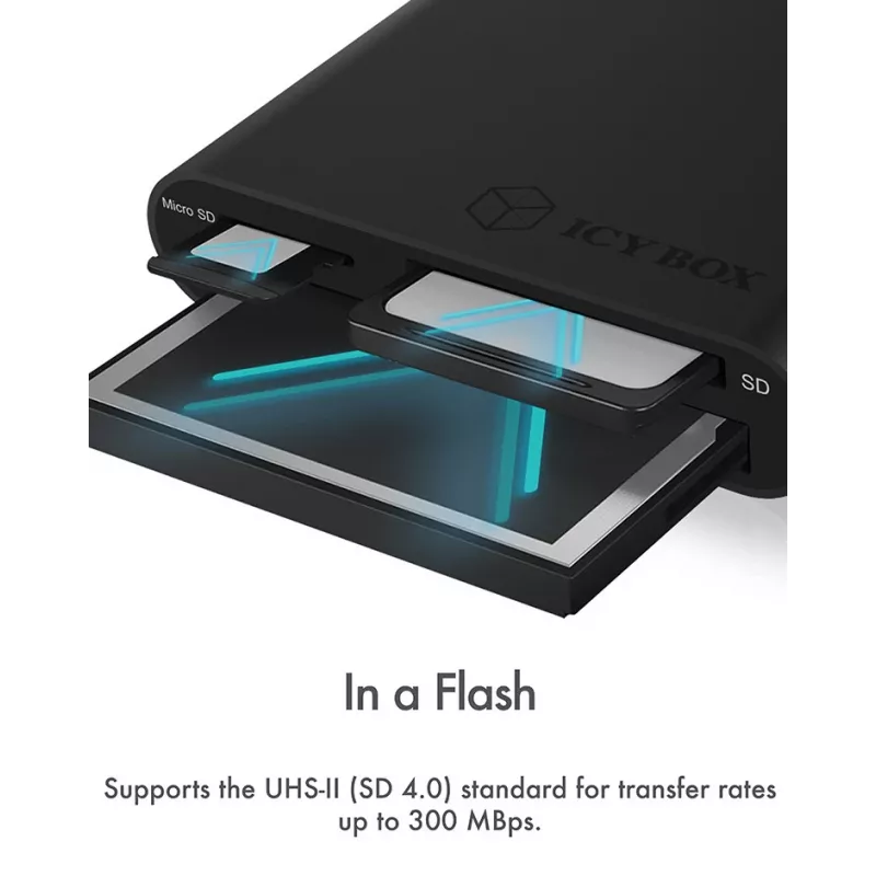 ICY BOX IB-CR301-U3 czytnik kart USB 3.2 Gen 1 (3.1 Gen 1) Czarny