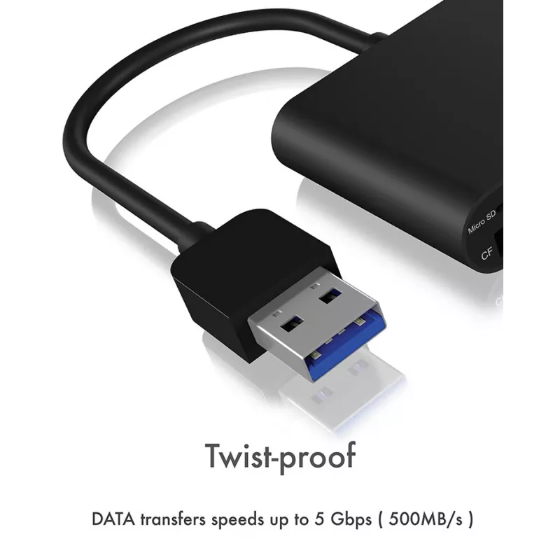 ICY BOX IB-CR301-U3 czytnik kart USB 3.2 Gen 1 (3.1 Gen 1) Czarny