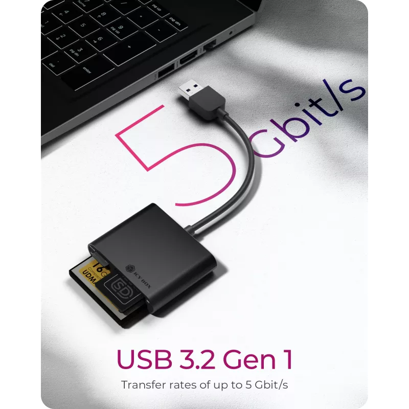 ICY BOX IB-CR301-U3 czytnik kart USB 3.2 Gen 1 (3.1 Gen 1) Czarny