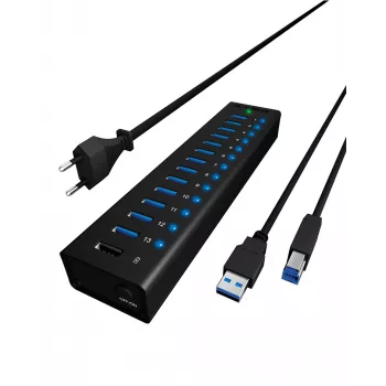 ICY BOX IB-AC6113 USB 3.2 Gen 1 (3.1 Gen 1) Type-B 5000 Mbit/s Czarny