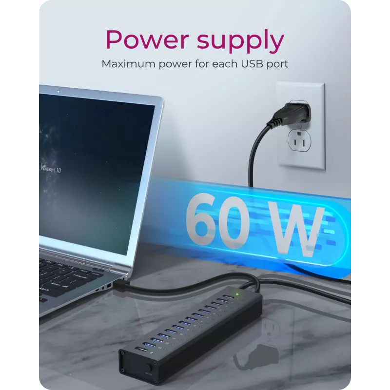 ICY BOX IB-AC6113 USB 3.2 Gen 1 (3.1 Gen 1) Type-B 5000 Mbit/s Czarny