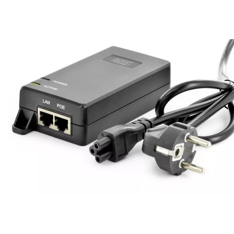 DIGITUS Iniektor PoE+, 802.3at 10/100/1000 Mbps wyjście maks. 48V, 30W