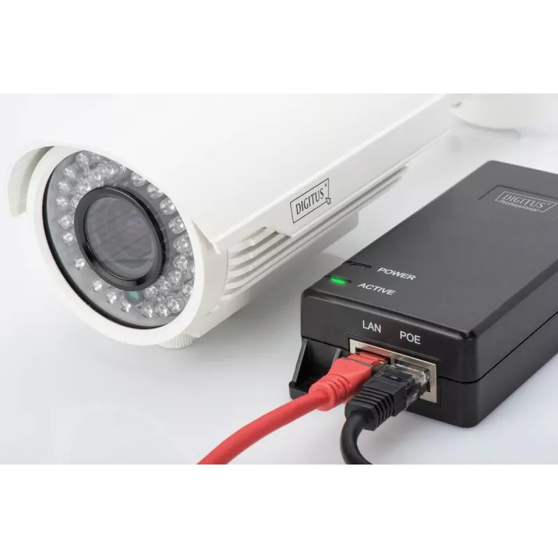 DIGITUS Iniektor PoE+, 802.3at 10/100/1000 Mbps wyjście maks. 48V, 30W