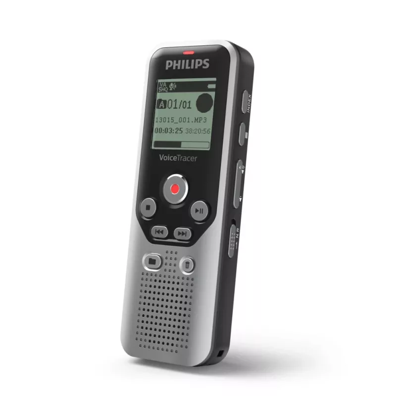 Dyktafon Philips DVT1250 z pamięcią wewnętrzną i kartą flash, czarny, szary
