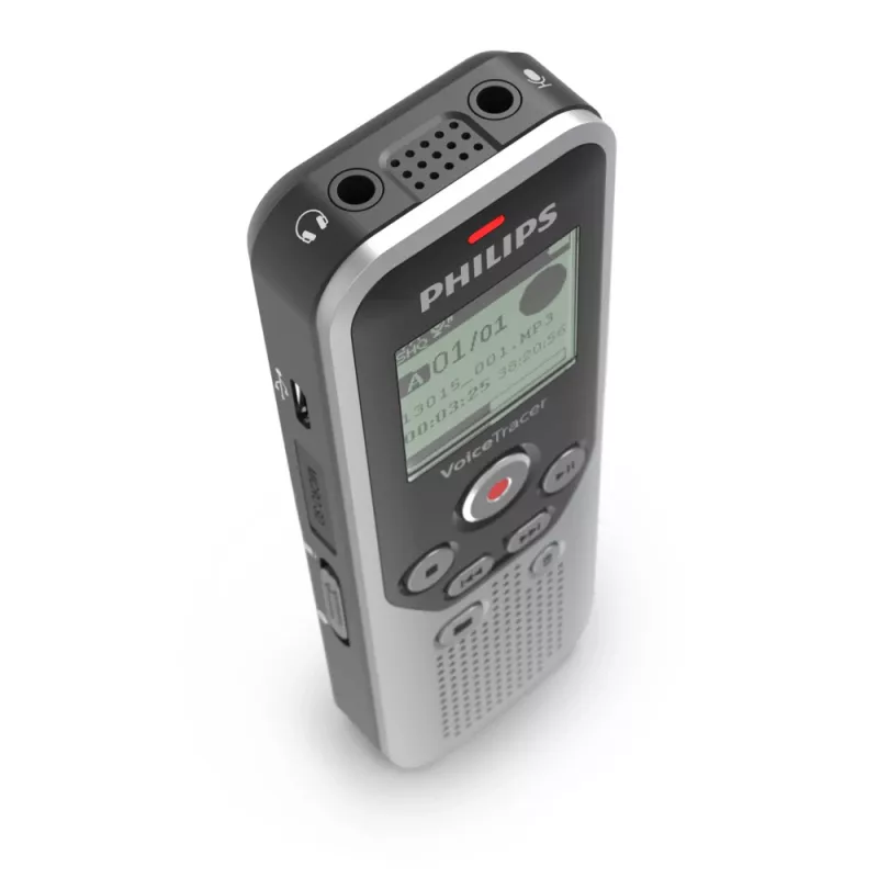 Dyktafon Philips DVT1250 z pamięcią wewnętrzną i kartą flash, czarny, szary