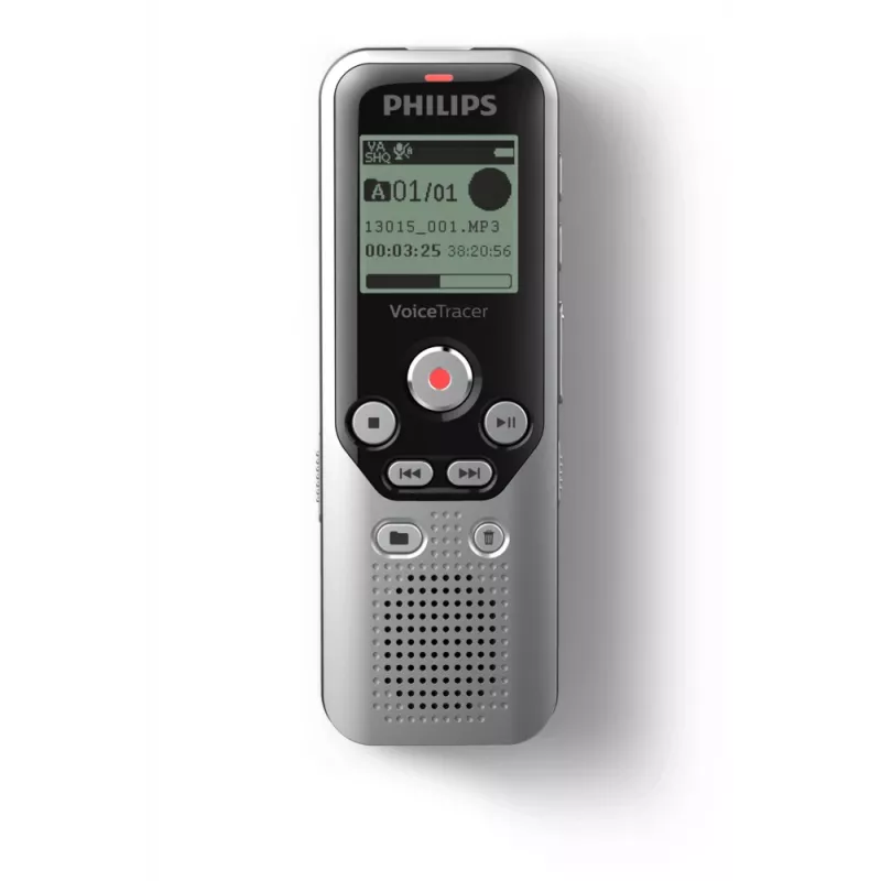 Dyktafon Philips DVT1250 z pamięcią wewnętrzną i kartą flash, czarny, szary